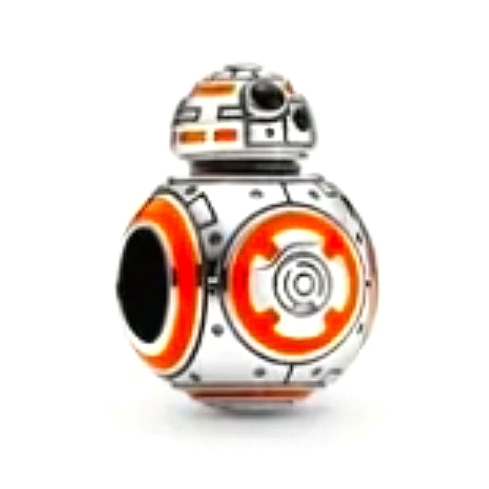 925 Silver Star Wars BB-8 robot with rotating head  orange & silver New